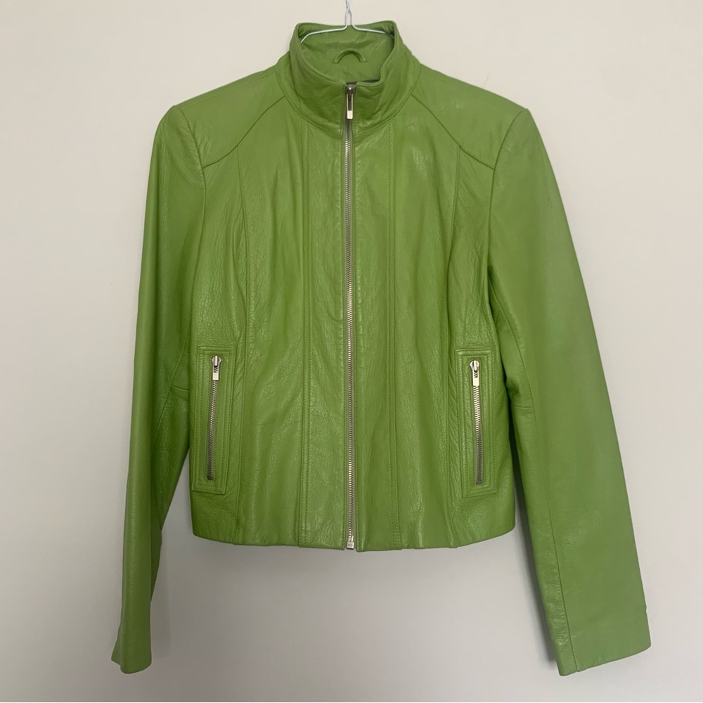 kenneth cole reaction vintage green leather jacket